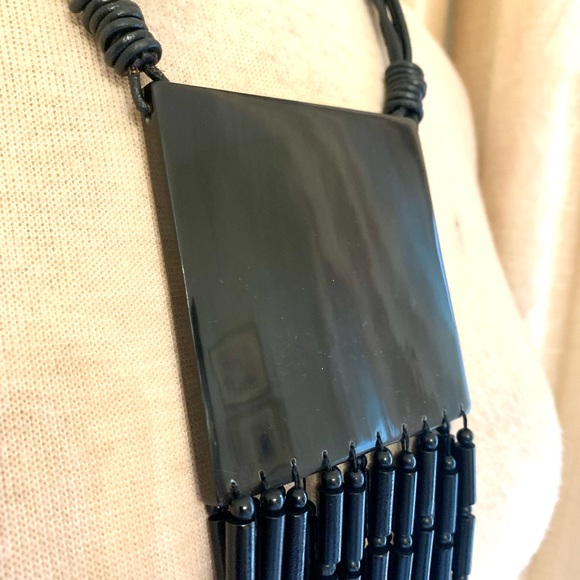 Sweet Olive Horn Pendant Necklace with Coral Fringe - Picture 3 of 6